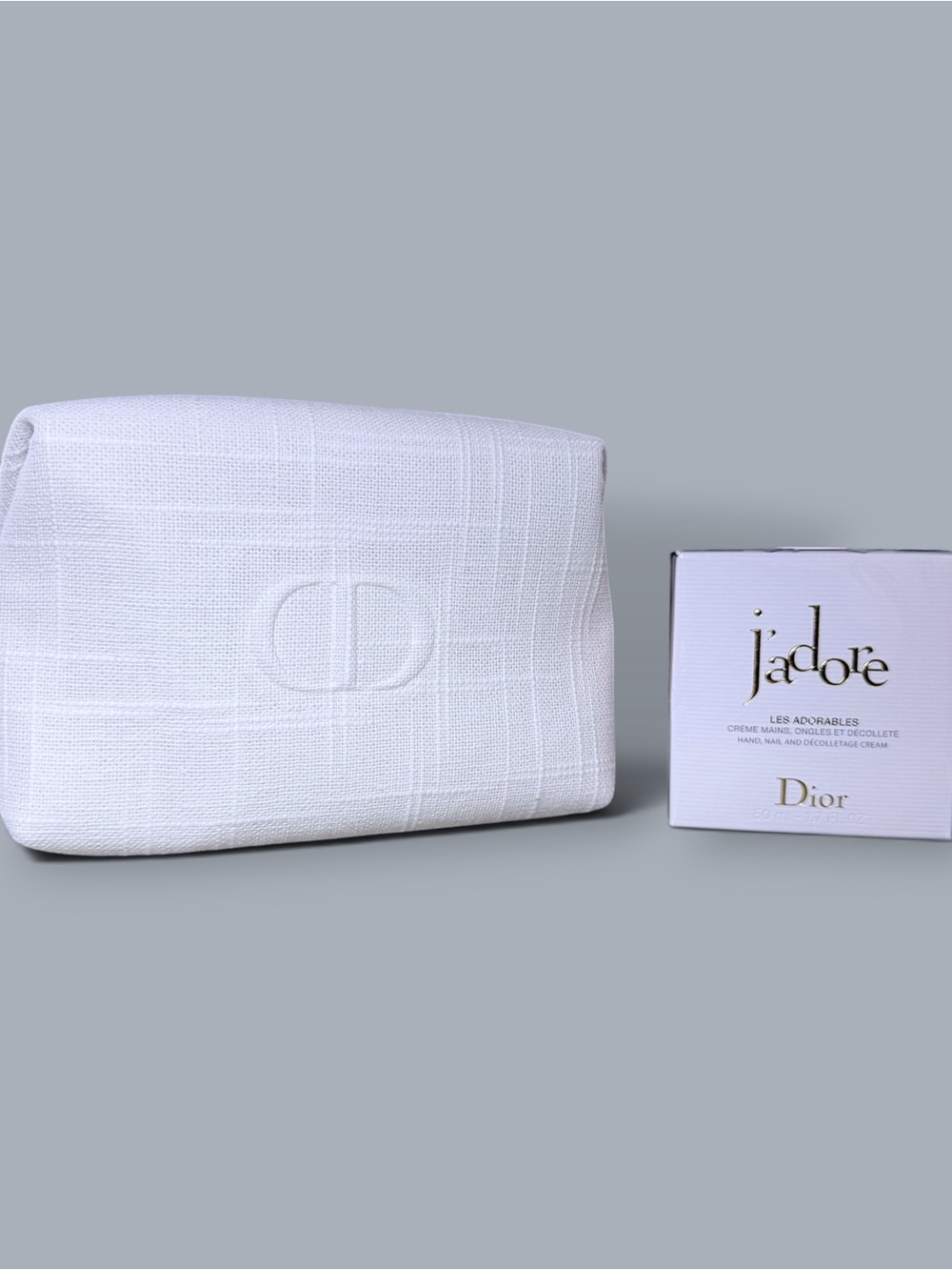 Dior Beauty White Cosmetic Pouch + J’adore Les Adorables Cream 50mL (SEALED)